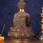 Pure Brass Handcrafted Medicine Buddha Statue with Dragon Carvings - 22"